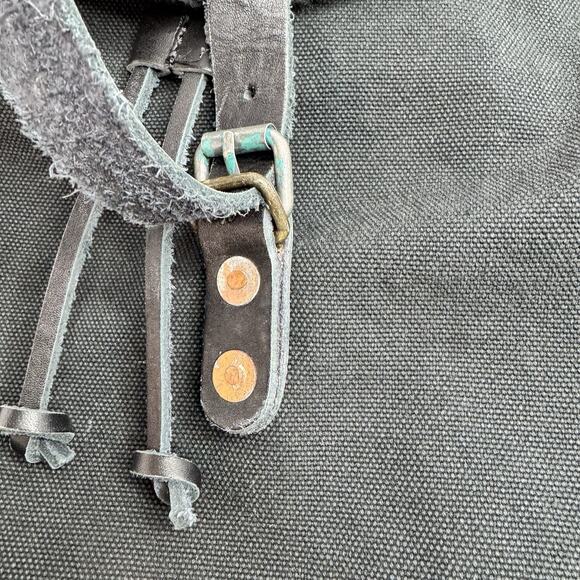 Vtg Polo Ralph Lauren Backpack Embroidered BigPony Logo Black Red Canvas Leather - Picture 5 of 11